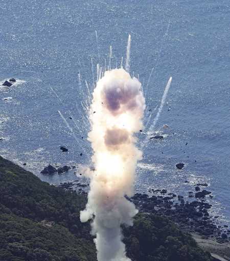 Space One's Kairos rocket explodes after liftoff from a launch pad in Kushimoto, Wakayama prefectur…