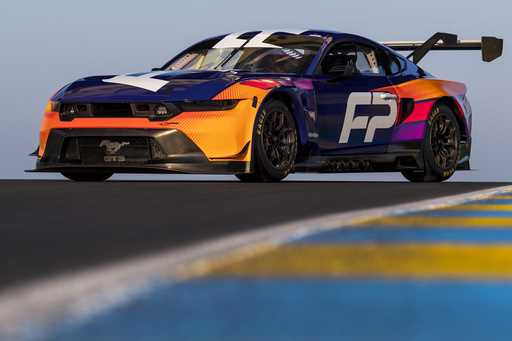 This image provided by Campbell Marketing shows the new Ford Mustang GT3 race car, Tuesday, June 6,…