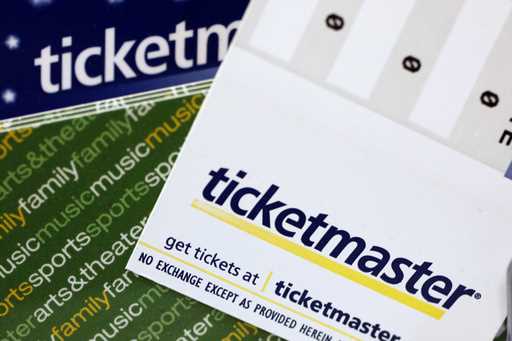 In this May 11, 2009 file photo, Ticketmaster tickets and gift cards are shown at a box office in S…