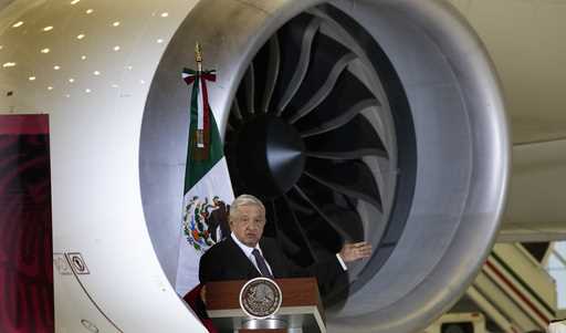 Mexican President Andres Manuel Lopez Obrador gives his daily, morning press conference in front of…