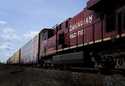 Canadian Pacific trains sit at the main CP Rail train yard in Toronto, March 21, 2022