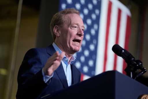Microsoft President Brad Smith speaks before President Joe Biden delivers remarks on his 