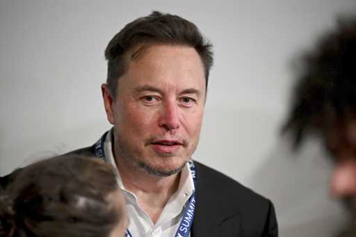 File - Tesla CEO Elon Musk attends the first plenary session of the AI Safety Summit at Bletchley P…