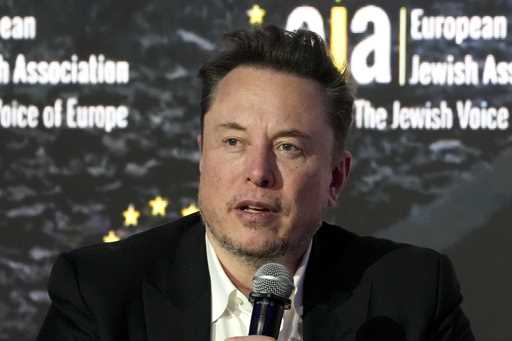 Elon Musk addresses the European Jewish Association's conference, in Krakow, Poland, Monday, Januar…