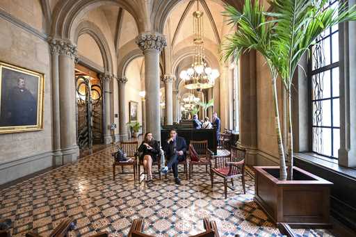 The lobby outside the New York state Senate Chamber is seen as lawmakers debate end of session legi…