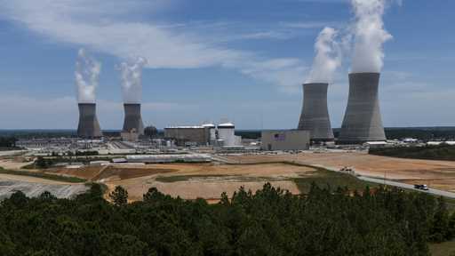 The four nuclear reactors and cooling towers are seen at the Alvin W