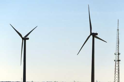 Land-based wind turbines spin in Atlantic City