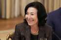 Oracle CEO Safra Catz smiles during a dinner with President Donald Trump in the State Dining Room o…