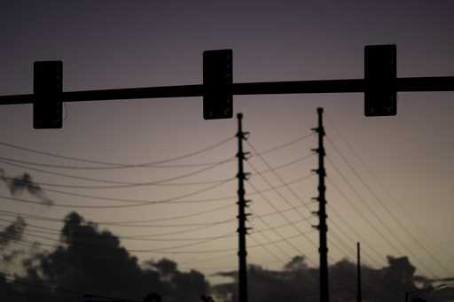 Traffic lights are out of service during a blackout in San Juan, Puerto Rico, early April 7, 2022