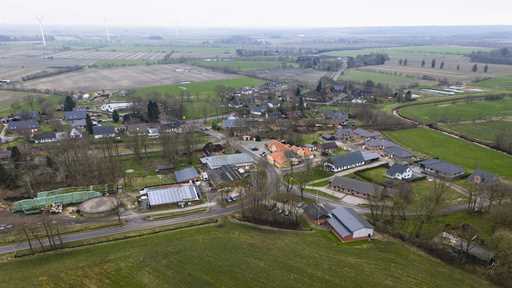 The village Sprakebuell, Germany, is shown in an aerial photo taken Thursday, March 14, 2024