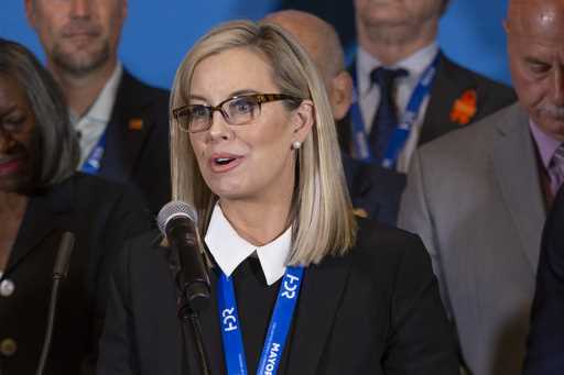 Reno Mayor Hillary Schieve speaks during the U