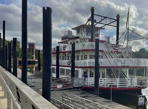 The Harriott II riverboat sits docked in Montgomery, Ala