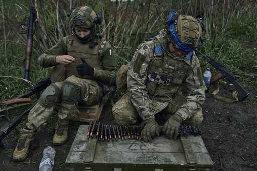 Ukrainian soldiers prepare their ammunition at the frontline positions near Vuhledar, Donetsk regio…