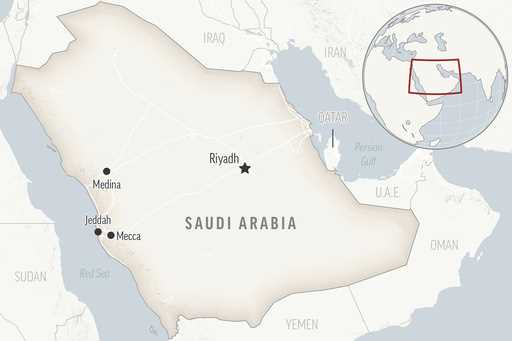 This is a locator map for Saudi Arabia with its capital, Riyadh. (AP Photo)