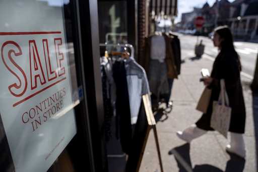 A shop holds a sidewalk sale on February 10, 2023, in Providence, R