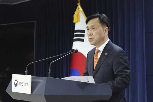 Kang Dohyun, South Korea's second vice technology minister, speaks at a press briefing at the gover…