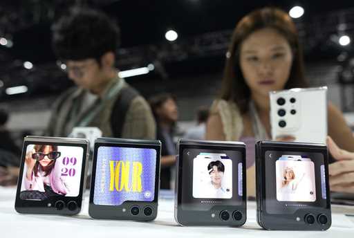 Samsung Galaxy Z Flip 5 Phones displayed in Seoul, South Korea, July 26, 2023