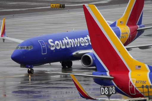A Southwest Airlines jet arrives at Sky Harbor International Airport in Phoenix on December 28, 202…