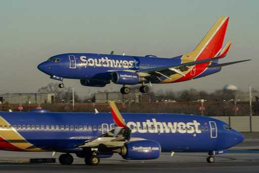 Southwest Airlines plane prepares to land at Midway International Airport, February 12, 2023, in Ch…