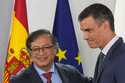 Colombia's President Gustavo Petro, left, and Spain's Prime Minister Pedro Sanchez finish a news co…