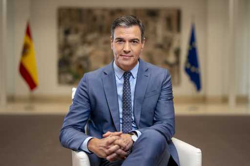 Spain's Prime Minister Pedro Sanchez poses for a portrait at the Moncloa Palace in Madrid, Spain, M…