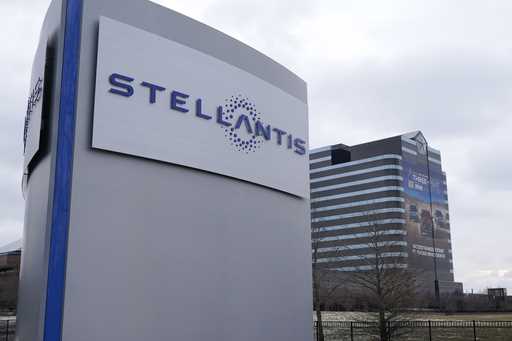 The Stellantis sign appears outside the Chrysler Technology Center, January 19, 2021, in Auburn Hil…