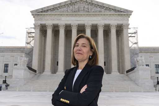 Attorney Lisa Blatt, of Williams & Connolly LLP, poses for a photograph in front of the Supreme Cou…