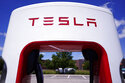 Tesla Supercharger is seen at Willow Festival shopping plaza parking lot Wednesday, August 10, 2022…