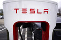 Tesla Supercharger is seen at Willow Festival shopping plaza parking lot in Northbrook, Ill