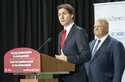 Canadian Prime Minister Justin Trudeau answers questions at an announcement in Mississauga, Ontario…