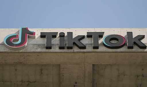 A TikTok sign is displayed on their building in Culver City, Calif