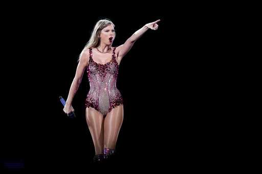 Taylor Swift performs at the Monumental stadium during her Eras Tour concert in Buenos Aires, Argen…