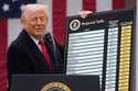 President Donald Trump speaks during an event to announce new tariffs, April 2, 2025, in the Rose G…