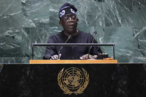 Bola Ahmed Tinubu, President of Nigeria, addresses the 78th session of the United Nations General A…