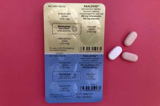 The anti-viral drug Paxlovid is displayed in New York, Monday, August 1, 2022