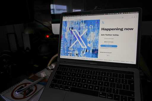 A view of a laptop shows an X sign-in page and logo, in Belgrade, Serbia, July 24, 2023