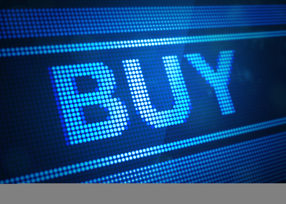 Digital "buy" screen signaling analyst buy ratings