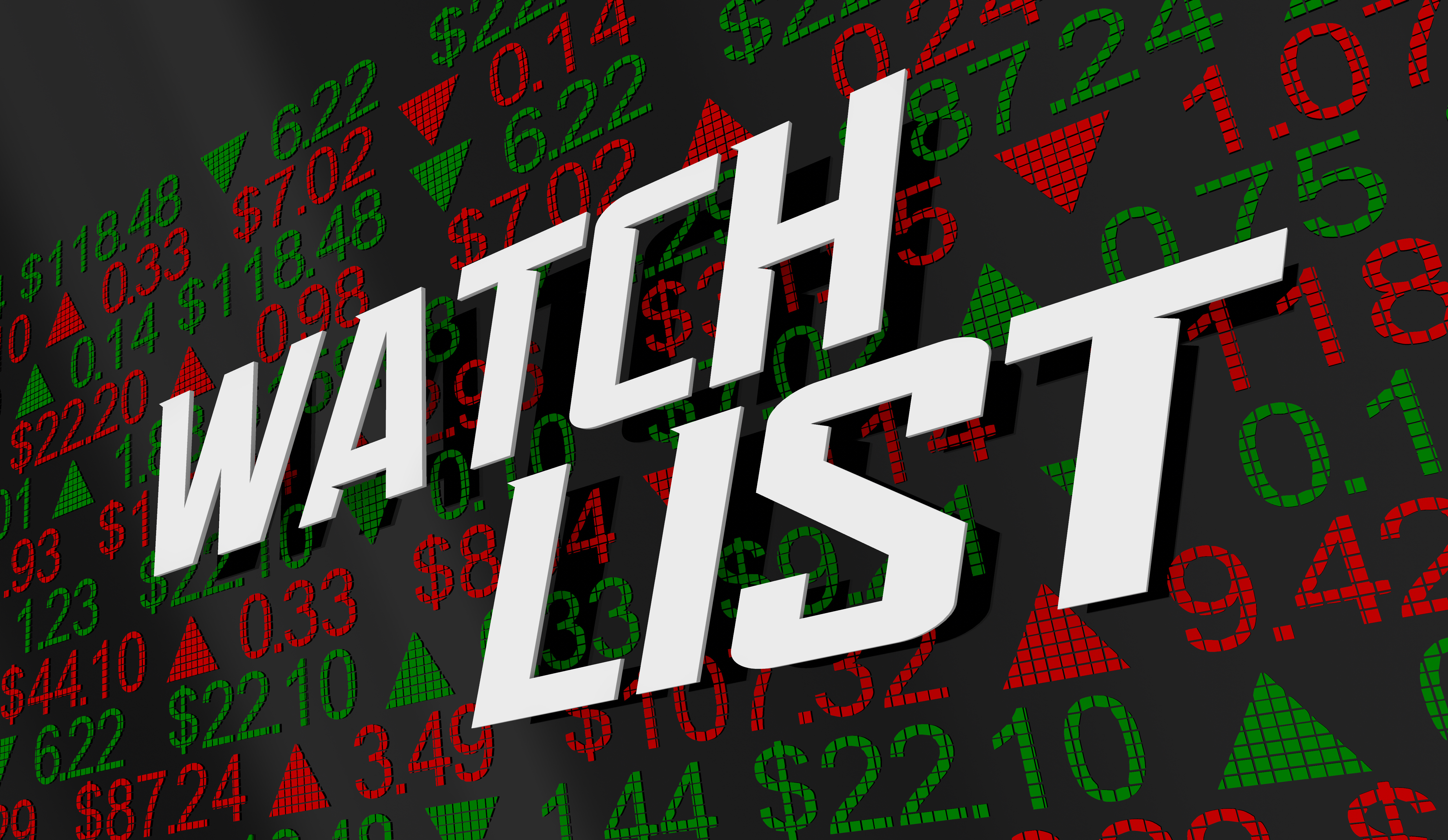 words Watch List overlaid on illustration of stock prices