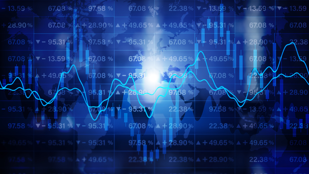 Financial Diagram with Graph Stock Numbers, Global Market Recession, Crisis, Inflation, Deflation, Digital Data Financial Investment, Business Stock Market visualization, Background 3d rendering