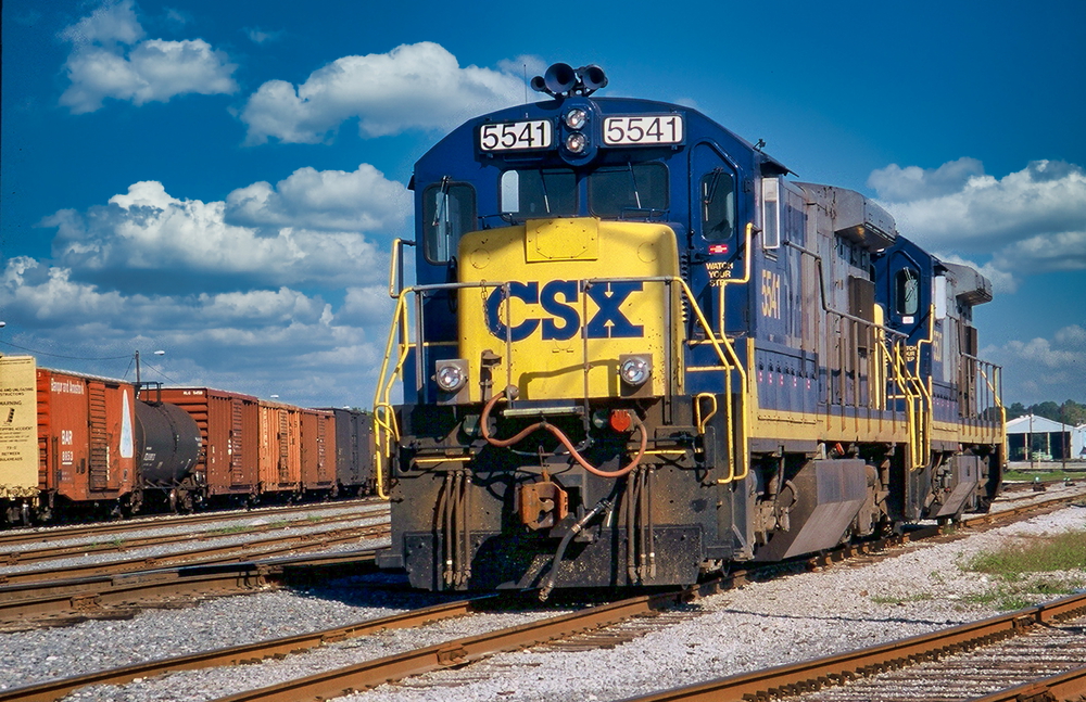 CSX Train engine in a trainyard