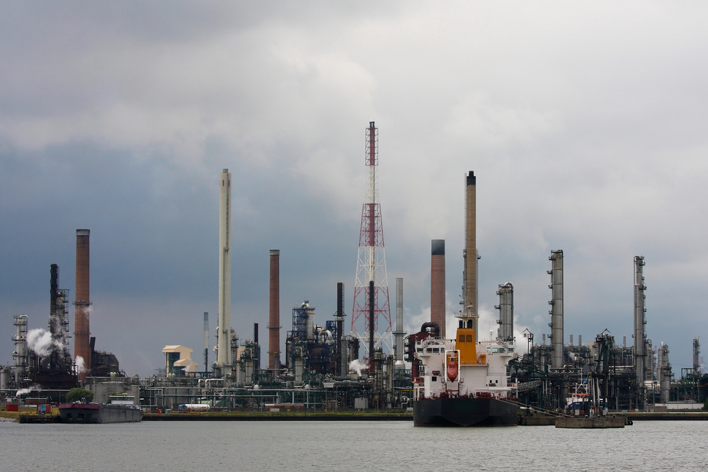 Landscape photo of a refinery. Kinder Morgan, Shell and Caterpillar have had unusual call option activity recently, which could mean they are about to make a run higher. 