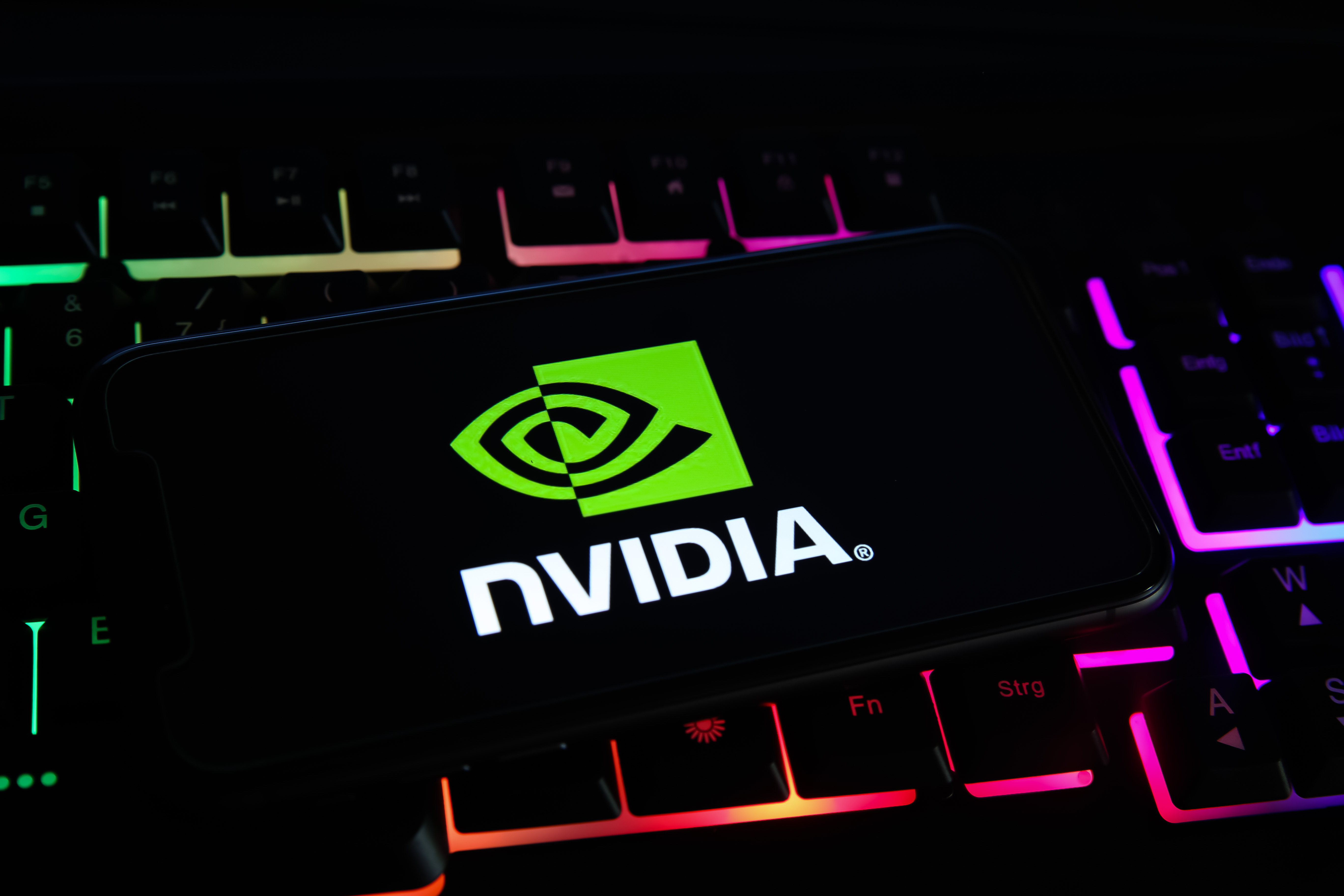 Closeup photo of Nvidia chip 