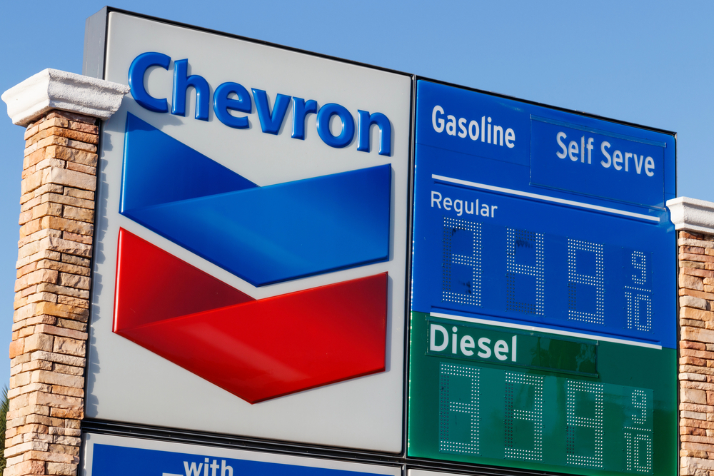 Chevron logo at Retail Gas Station