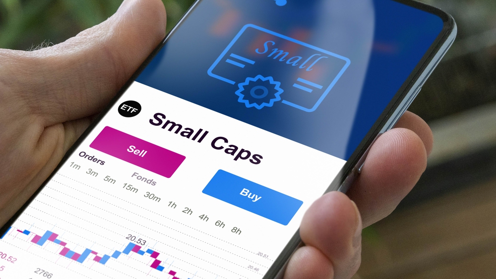 small caps stock on smartphone screen