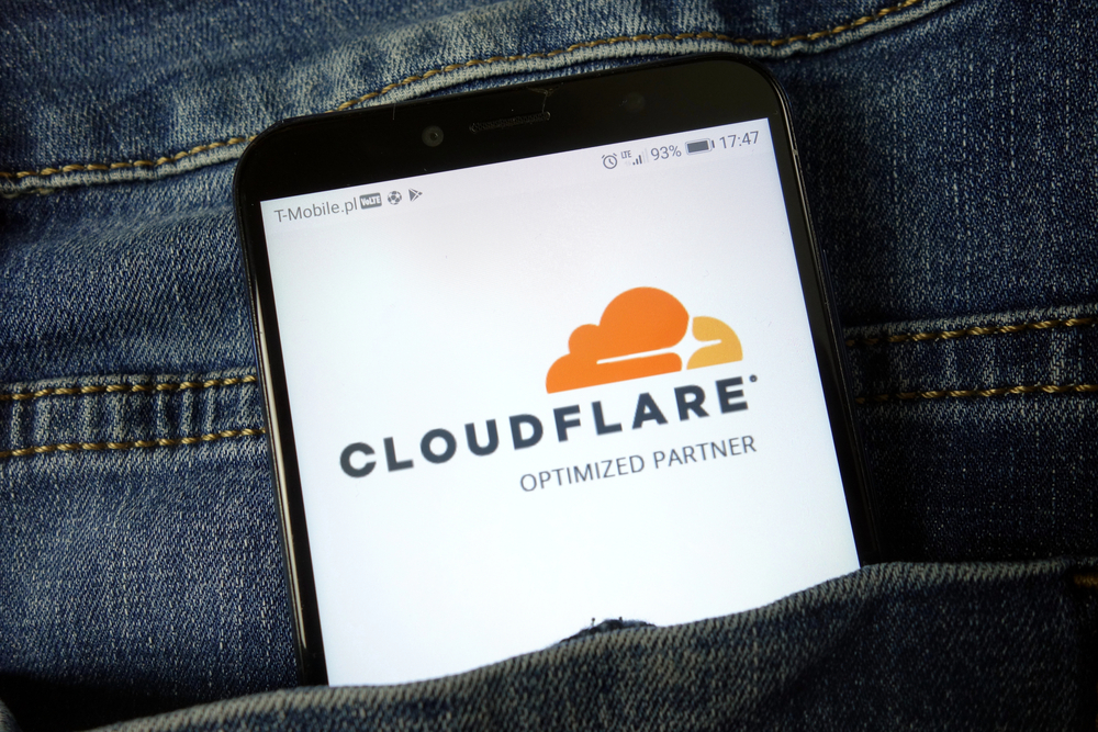 Cloudflare Inc logo displayed on mobile phone