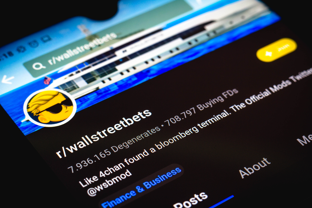 WallStreetBets page Reddit seen displayed on a smartphone screen