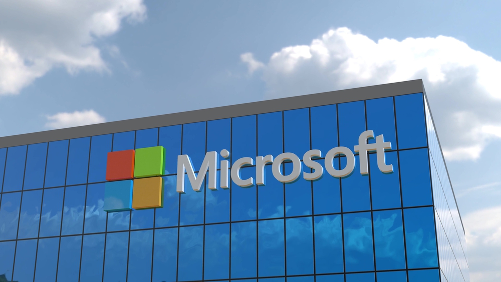microsoft logo sign on building