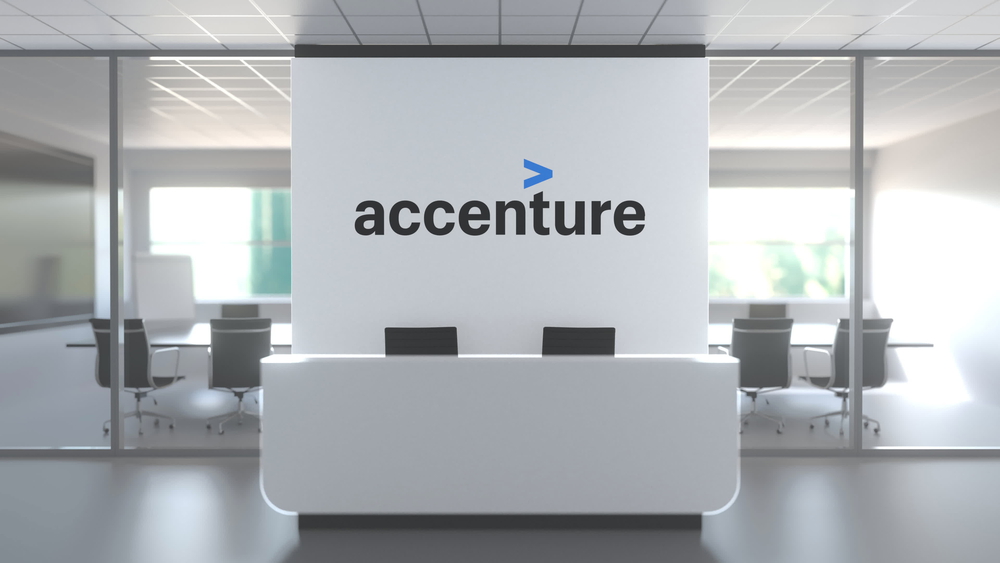 Accenture logo sign interior building