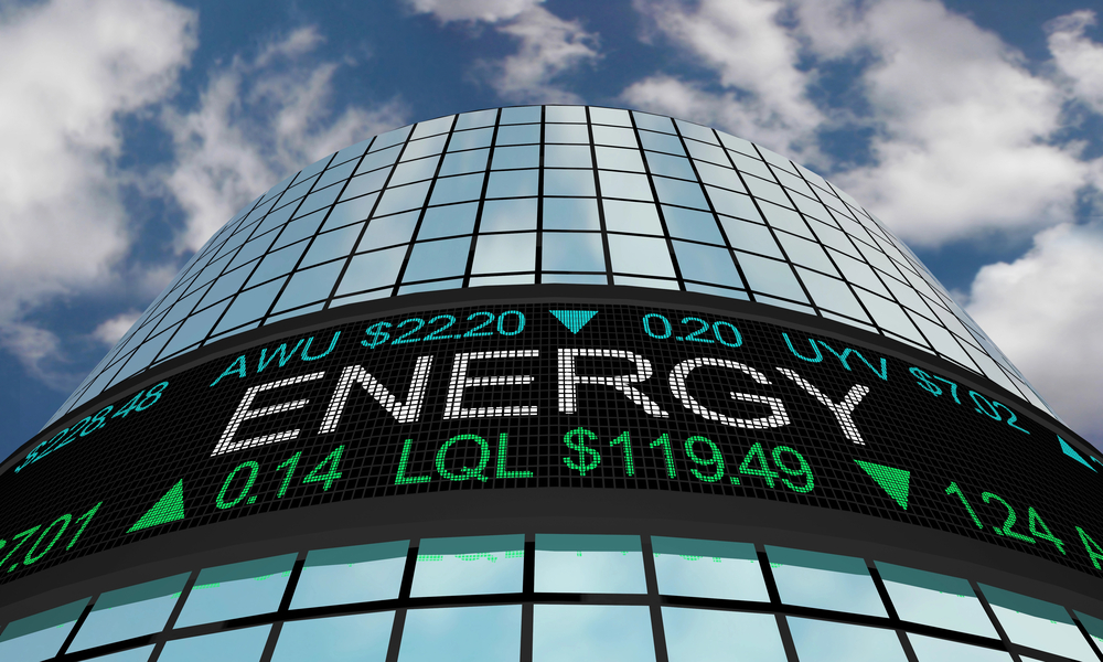 Energy stock sector ticker on building