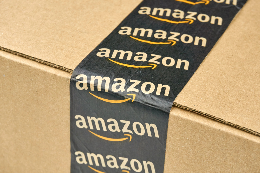 Amazon logo tape on box